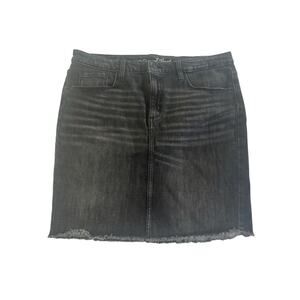 Universal Thread 16 Jean Skirt High Waist Slate Black Gray Raw Edge Fringe #5680